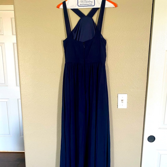 Lulus, Navy Blue Halter bridesmaid dress. - Picture 3 of 4